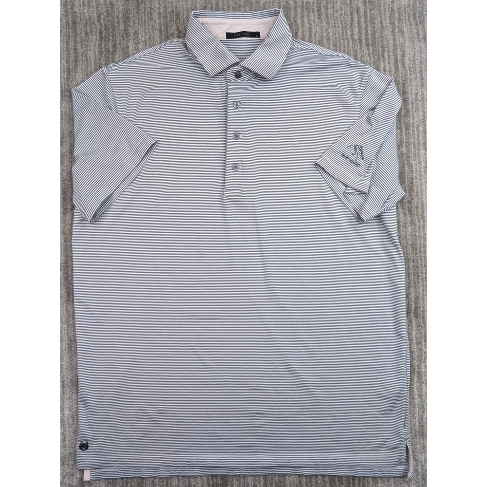 Greyson Polo Shirt Men's Large Gray Striped Performance Golf Lightweight Stretch